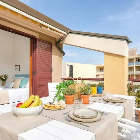 Clicksardegna Attic Vittoria With Terrace Facing The Sea And Parking Space *